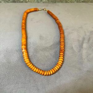 Sale! Natural Wood Beaded Snake Coil Necklace Vintage